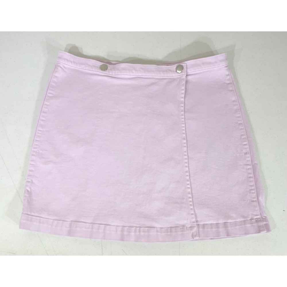 J Crew Denim Wrap Mini Skirt 32 (35x18) Light Lilac Cotton‎ Blend A-Line READ